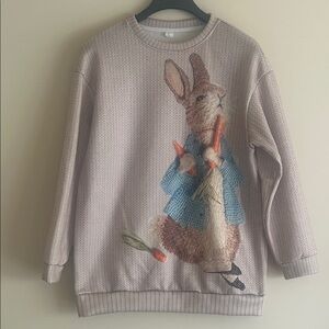NWOT. Women’s warm Sweatshirt Peter Rabbit Print for Easter or springtime.